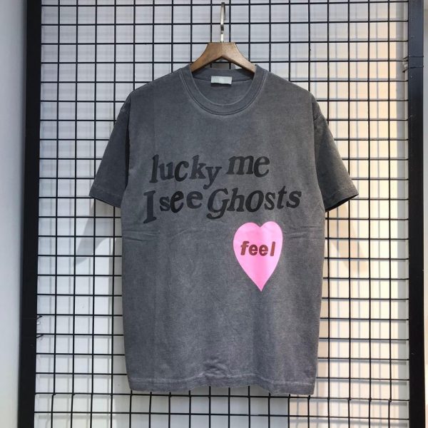Men Women T-shirts Lucky me i see ghost Feel T-shirt Kanye West Kids see ghost camp flog  2008 Tee Vintage High Quality Tops KWM1809