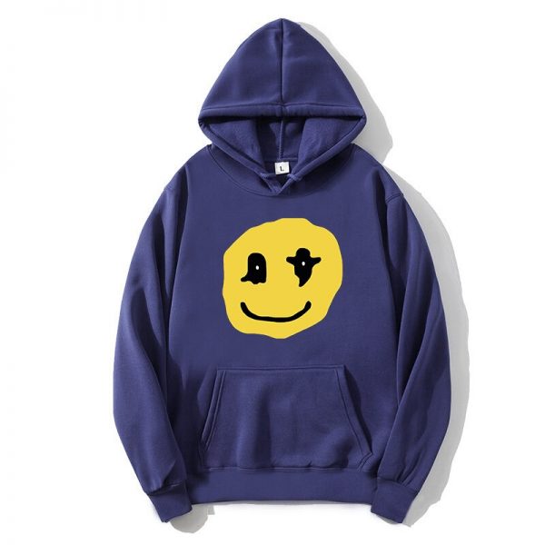 Kanye West smiley print plus fleece sweater for men and women fleece Harajuku Hoodie hip hop 1 - Kanye West Shop