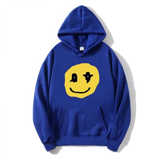Kanye West smiley print plus fleece sweater for men and women fleece Harajuku Hoodie hip hop 2 - Kanye West Shop