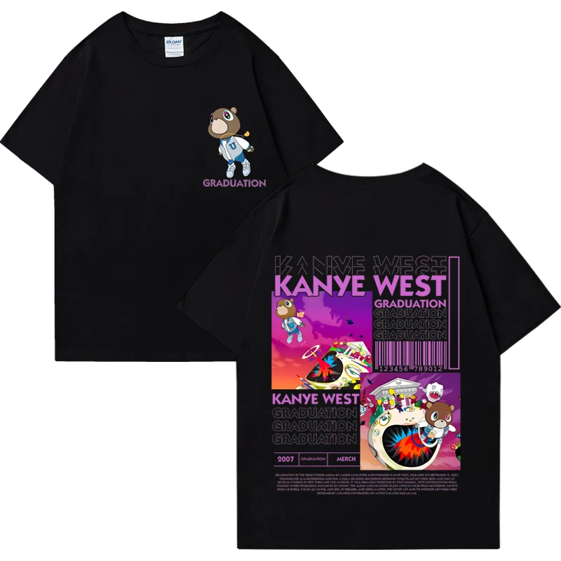 kf S539eb33290cd4f9f9370f41722df5bf1t Kanye West Graduation Bear Double Sided Printed T shirt Men Women Fashion Hip Hop Cool Tops - Kanye West Shop